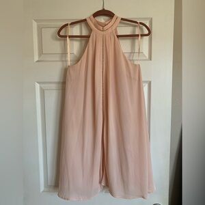 Pink high neck a-line mini dress